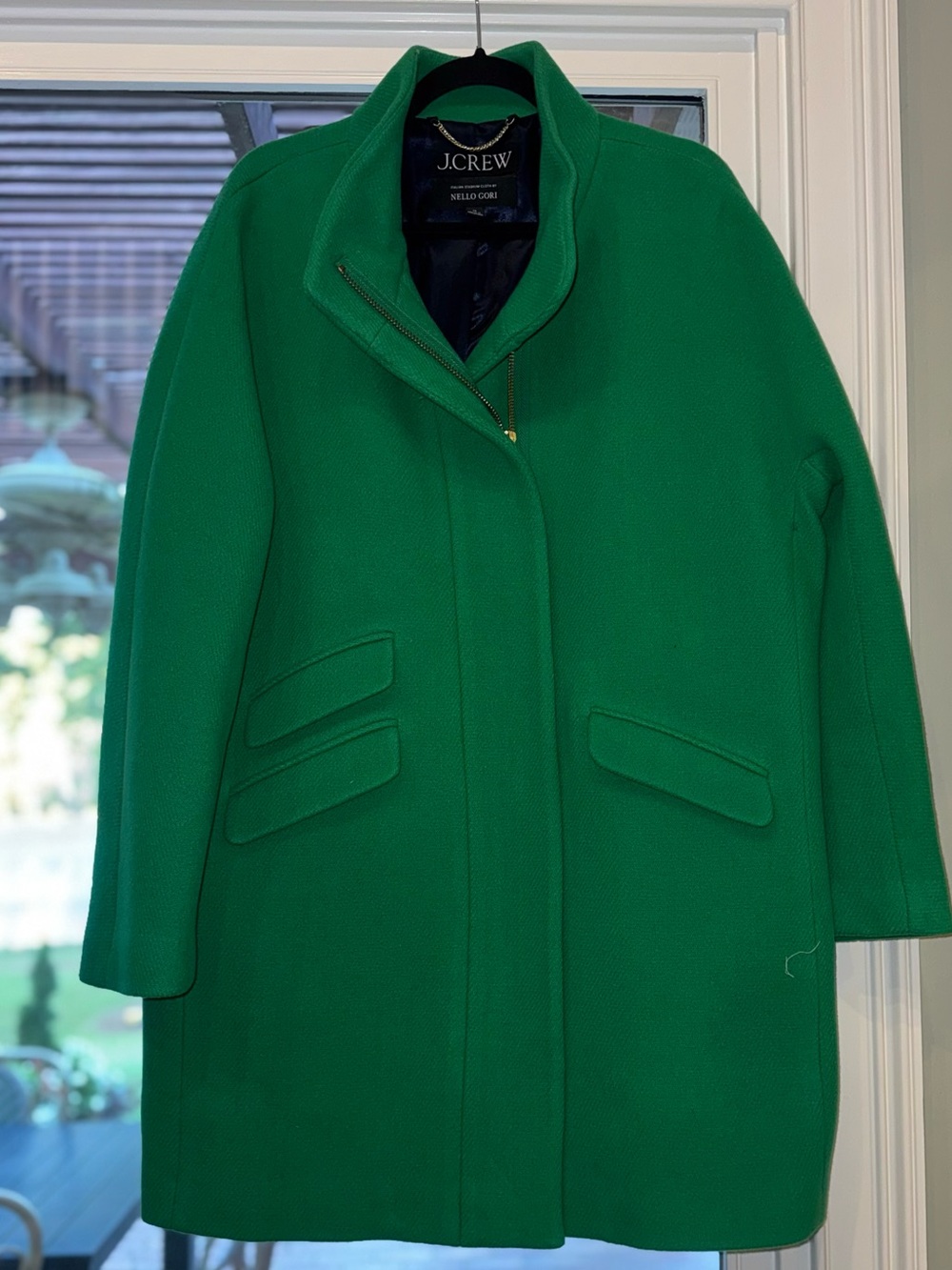 J.Crew Cocoon Coat Italian Stadium Cloth Wool Ocean Moss Kelly Green